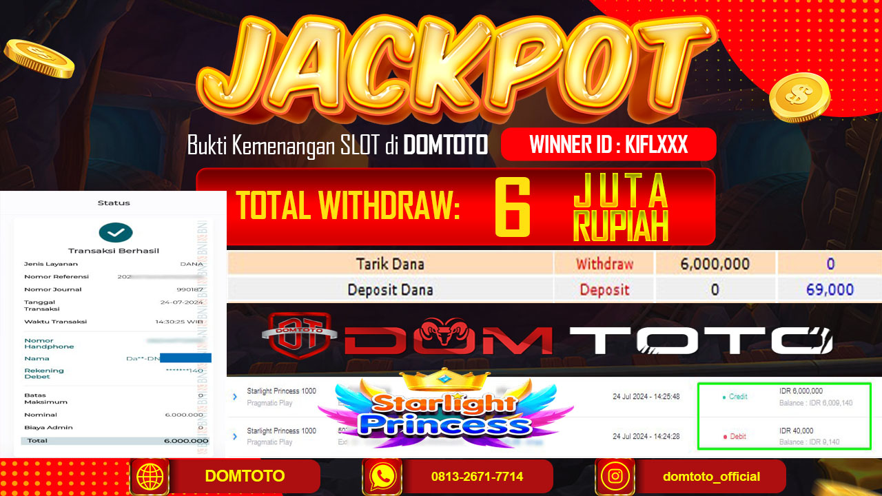 JACKPOT STARLIGHT  PRINCESS 1000  24 JULI 2024